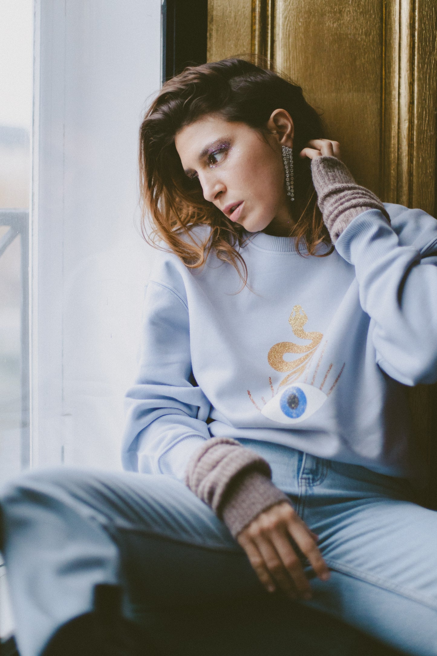 SWEATER MANTRA BLUE PRESS