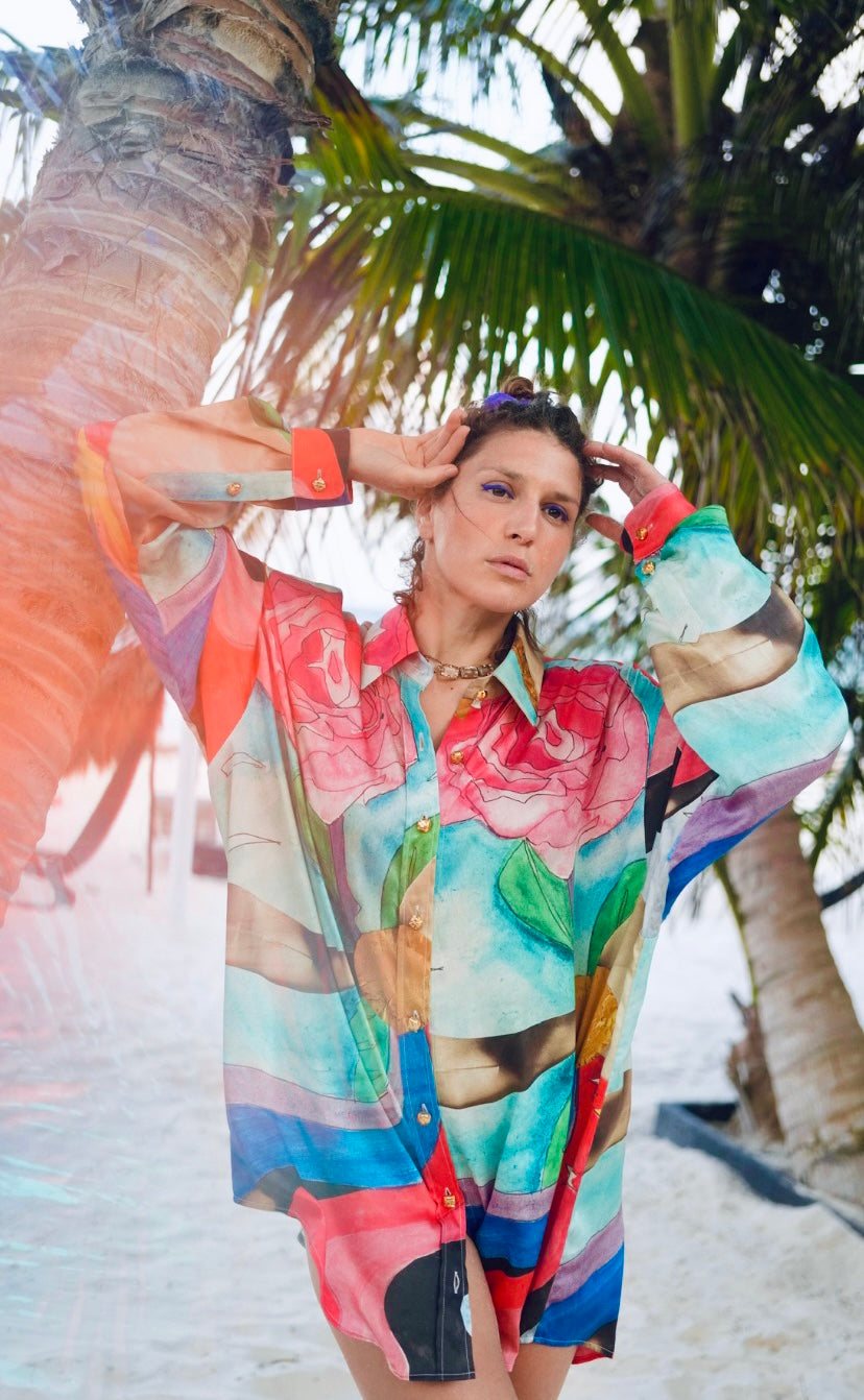 SACRED ROSE SILK SHIRT